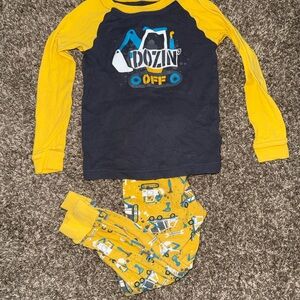 Kids Construction Pajama Set - Gray and Yellow